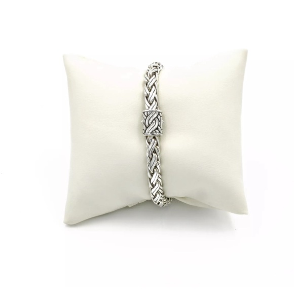 John Hardy Sterling Silver Woven Rope Size 6.75" Bracelet with Pouch - Picture 5 of 7